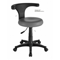 Tabouret de pédicurie Ergo Weelko 1028 avec dossier anatomique rotatif à 360° - Finition Gris