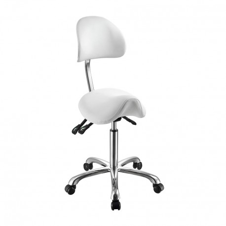Tabouret selle Noble avec dossier enveloppant : réglage indépendant de la hauteur, de l'assise et du dossier pour une ergonomie 